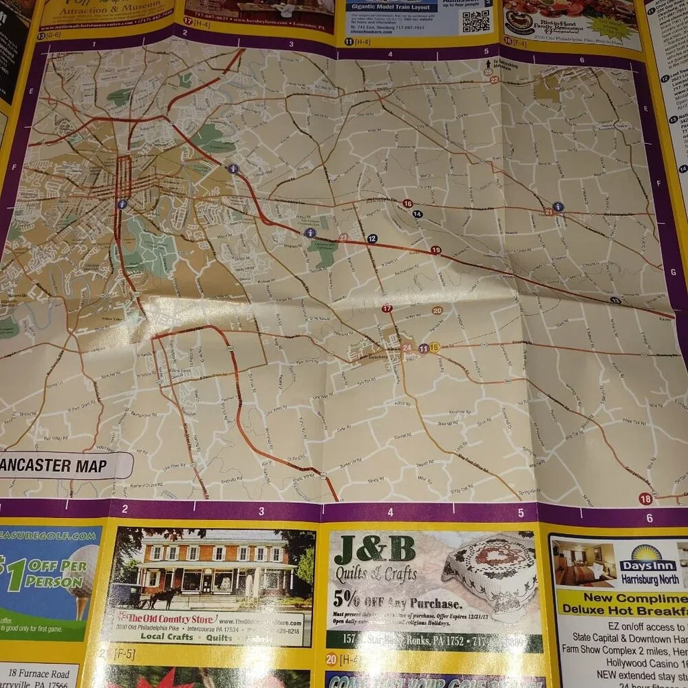 2013 Central Pennsylvania Map W/Attractions-Entertainment & Dining - Lancaster